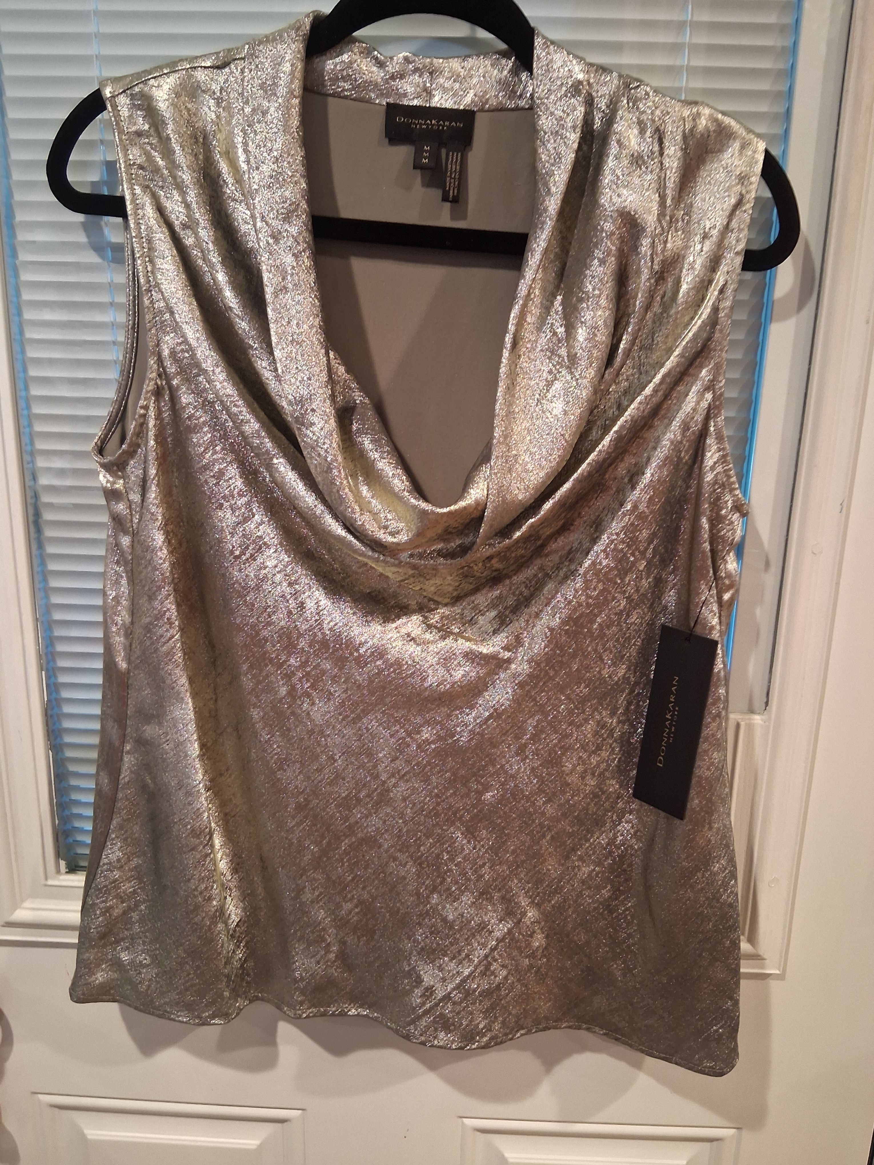 Sku213 Donna Karan Brand New MetallicSilver Cowl Neck Size M Sku213 Donna Karan Brand New MetallicSilver Cowl Neck Size M